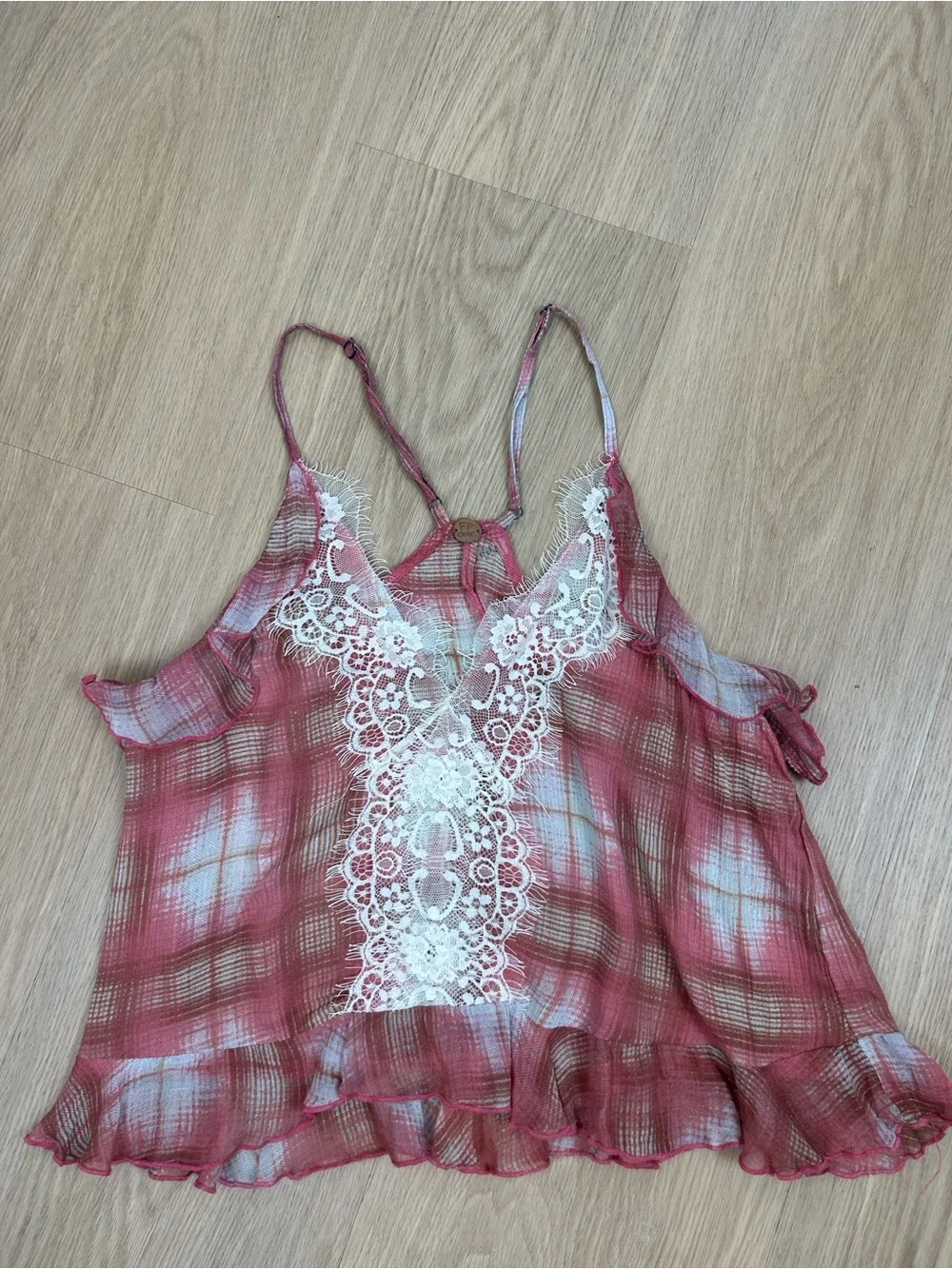 Free People Fallen Angel Plaid Louge Top Tank Cami S - Picture 4 of 9